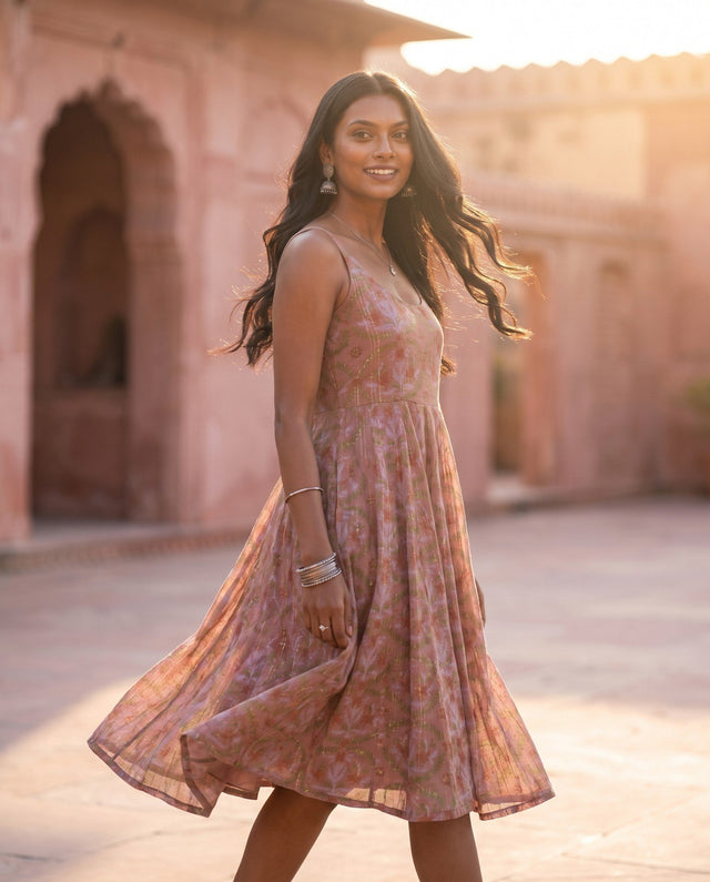 Dusty Rose Sleeveless Anarkali