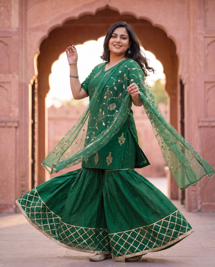Emerald Gold Sharara Set - styled look