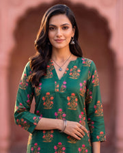 Emerald Green Floral Printed Co-ord Set 3