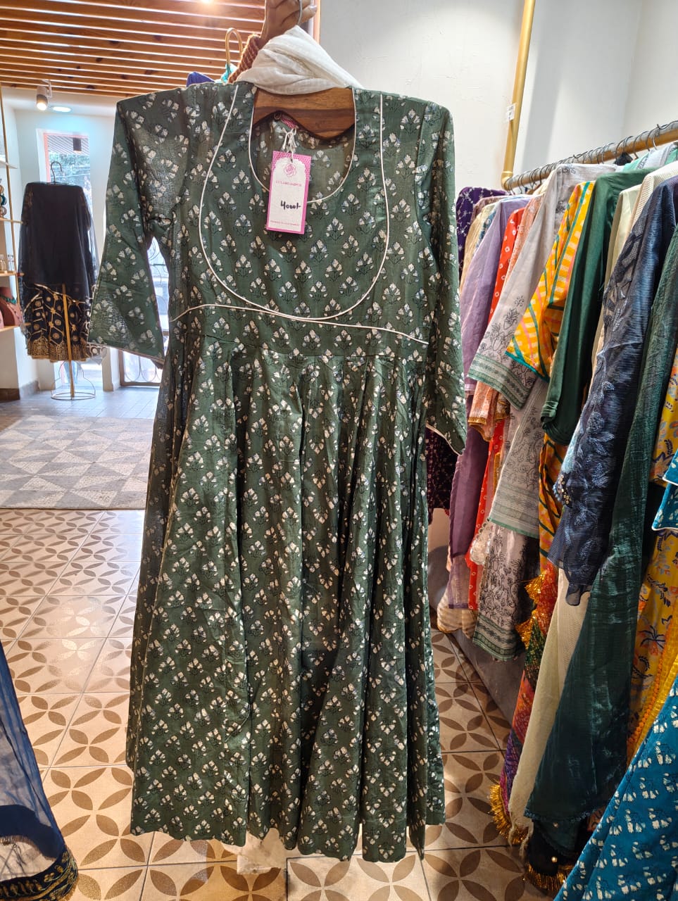 NECKLINED MINT ANARKALI-XS