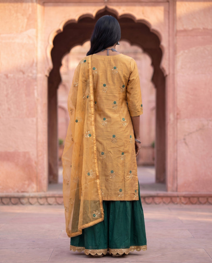 Gold Green Sharara Set - back view