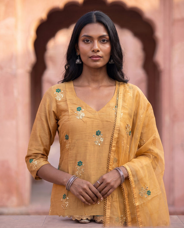 Gold Green Sharara Set