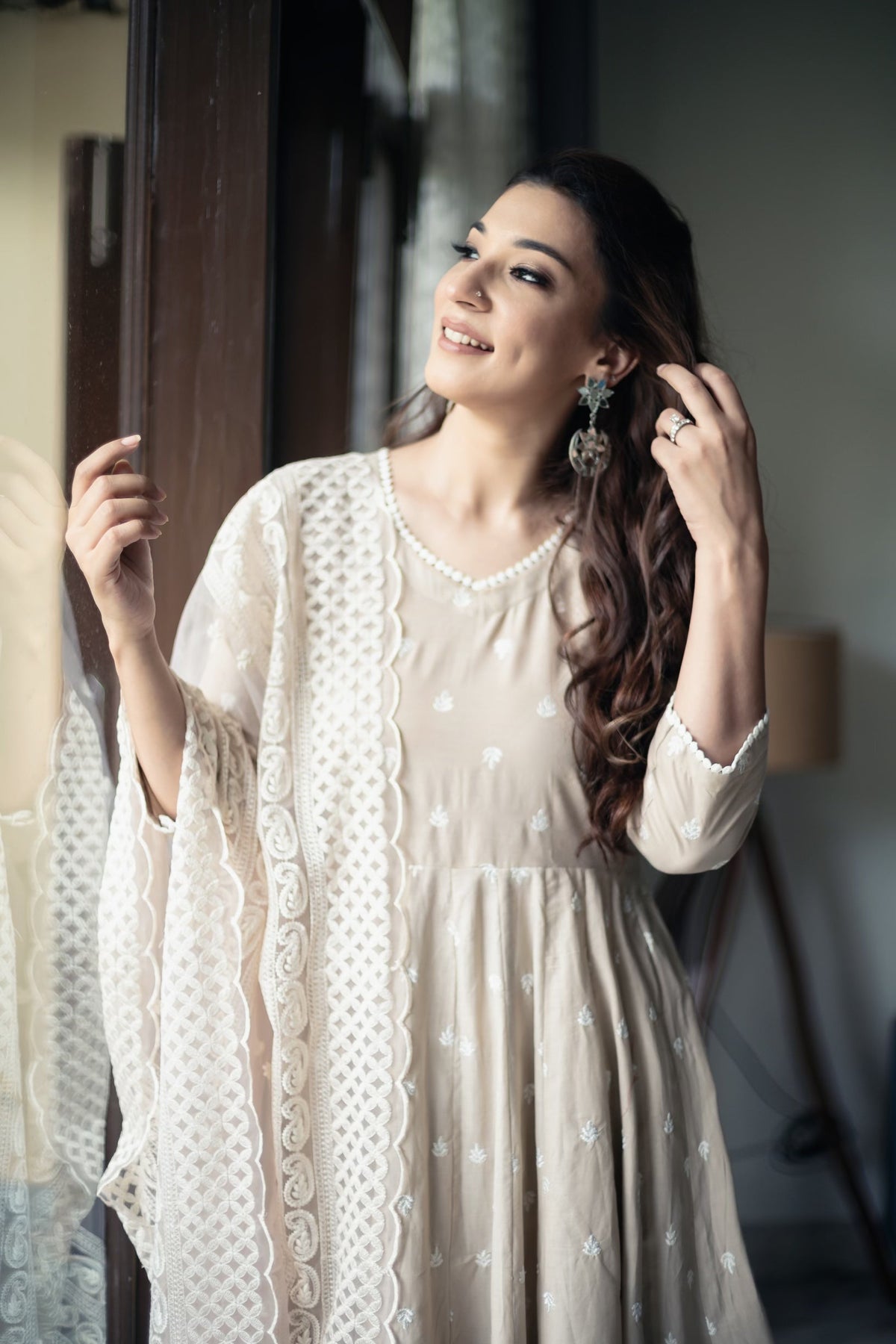 Hairat Grey Anarkali Set