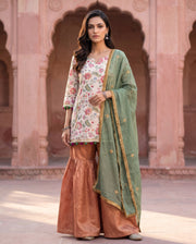 Ivory Floral Copper Sharara Set 1