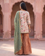 Ivory Floral Copper Sharara Set 2