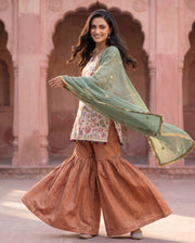 Ivory Floral Copper Sharara Set 4