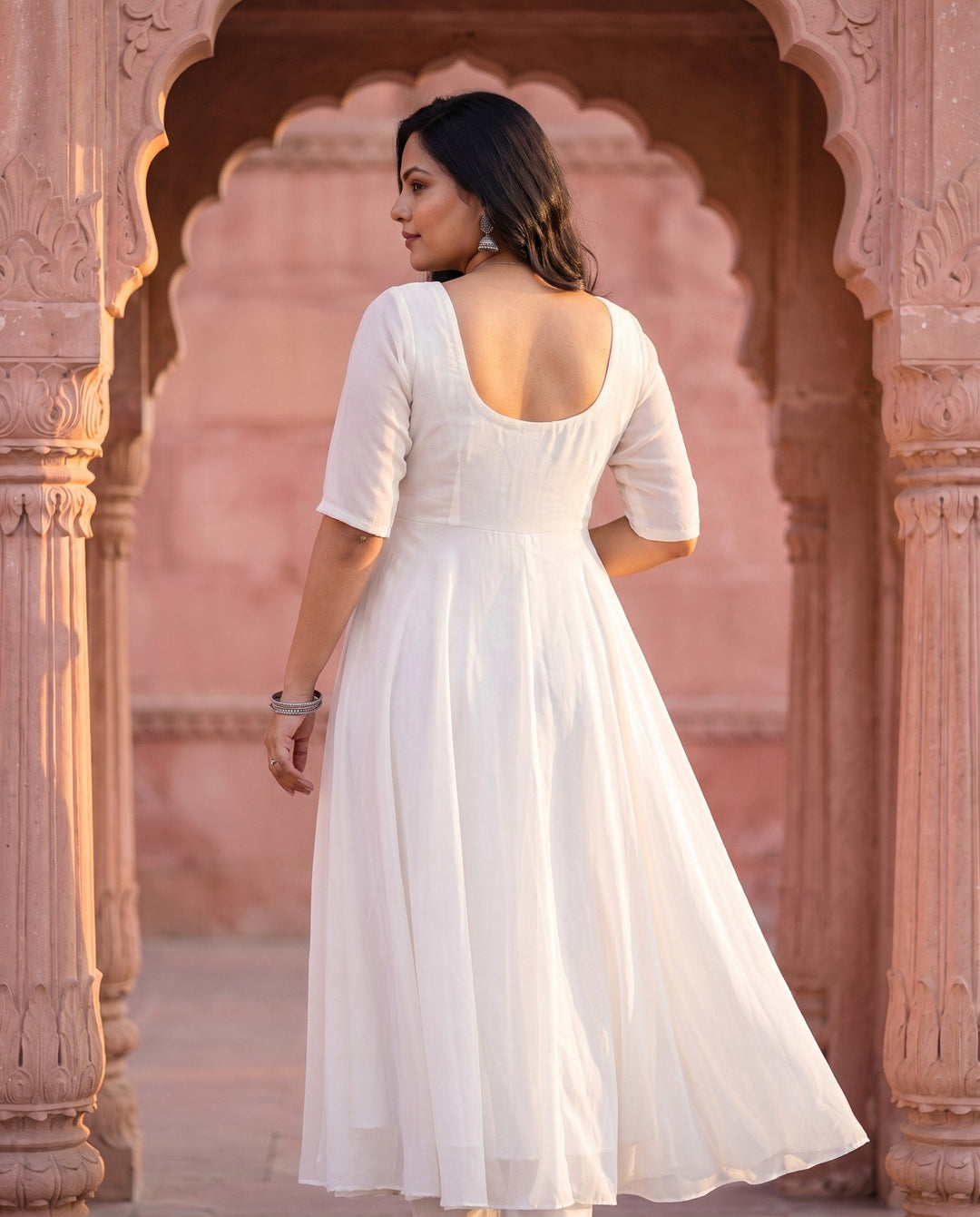 Ivory Georgette Anarkali – back view