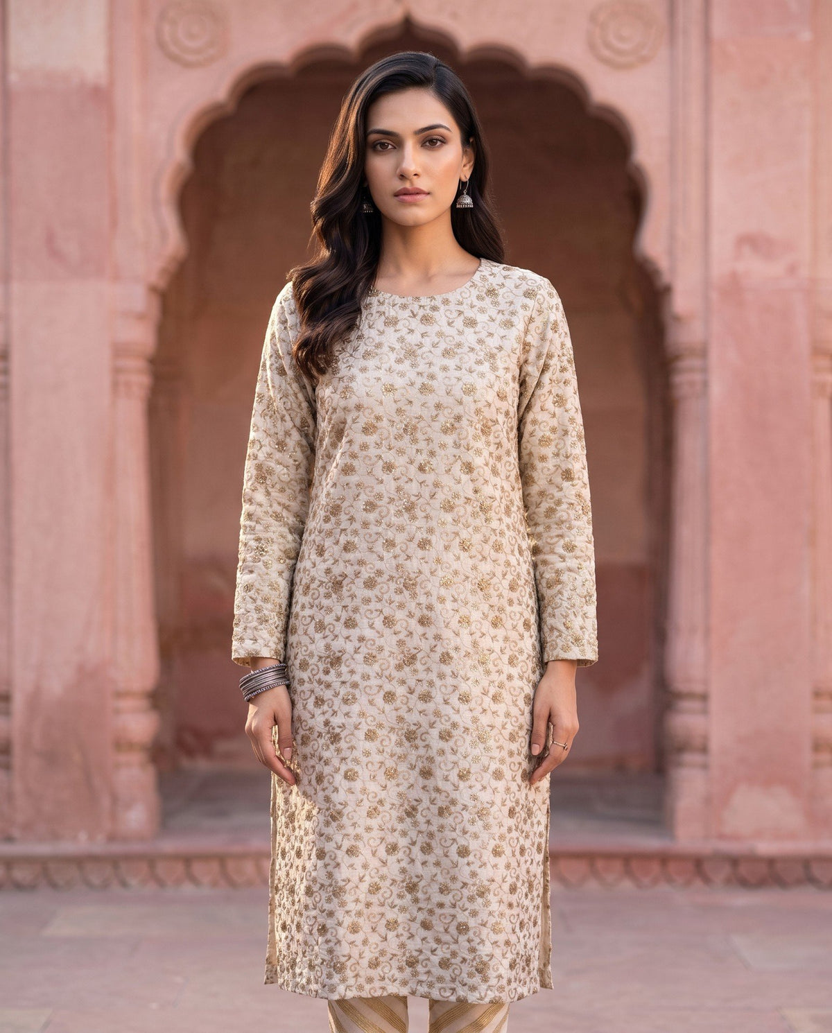 Ivory Gold Zari Kurta
