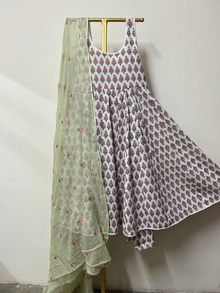 KHUSHA WHITE ANARKALI SET Gulabo Jaipur