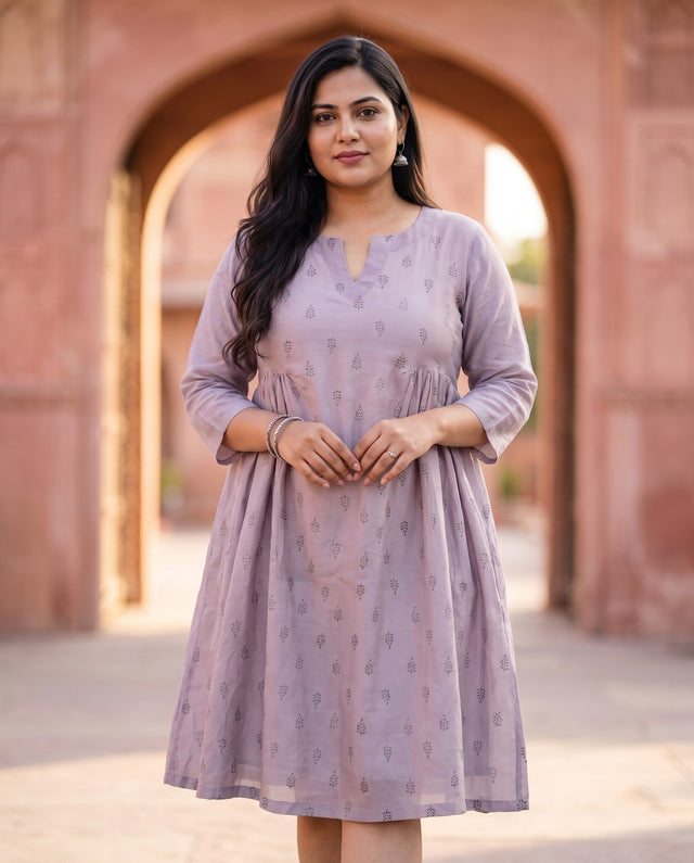 Lavender Leaf A-Line Kurta