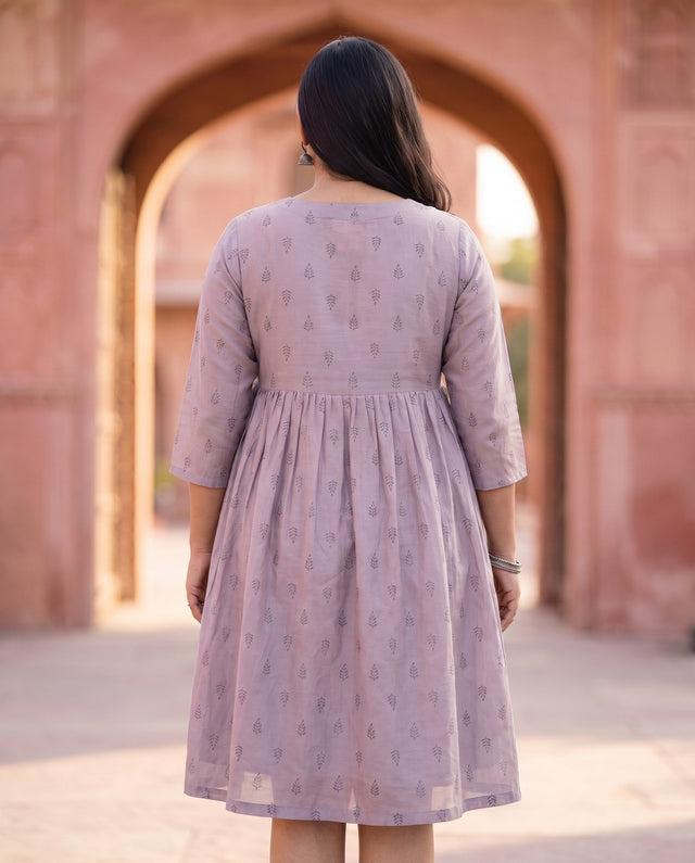 Lavender Leaf A-Line Kurta