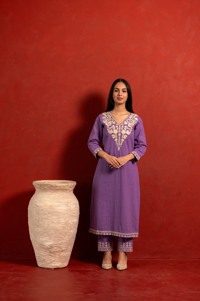 Anaya Lilac Pure Cotton Co-ord Set