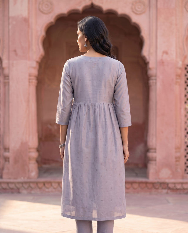 Lilac Grey Chanderi Kurta