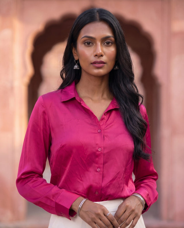 Magenta Satin Shirt
