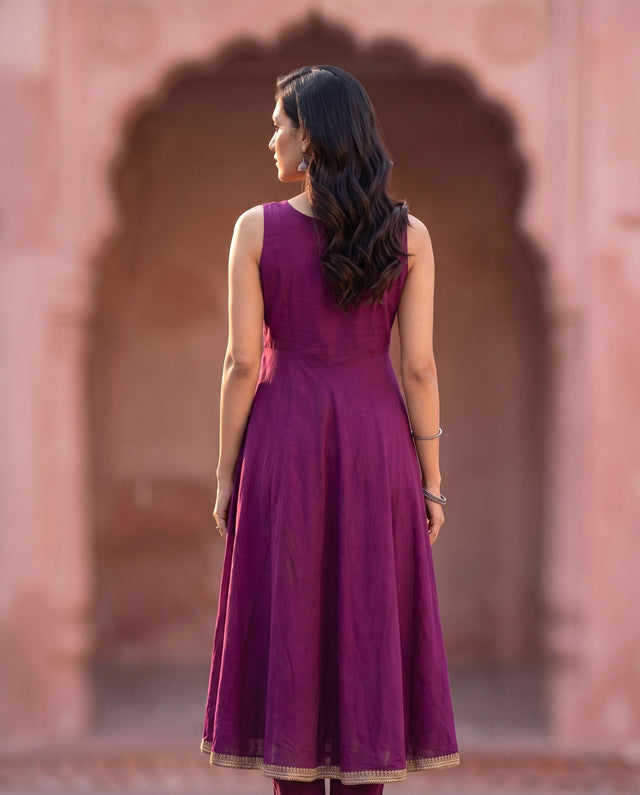 Magenta Sleeveless Anarkali