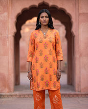 Marigold Floral Printed Co-ord Set – front view