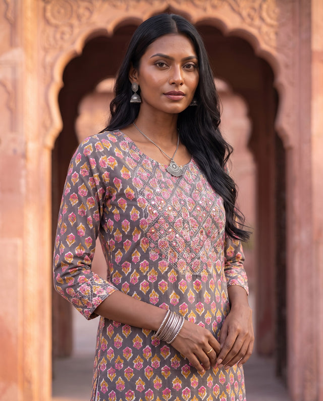 Mauve Buti Printed Co-ord Set