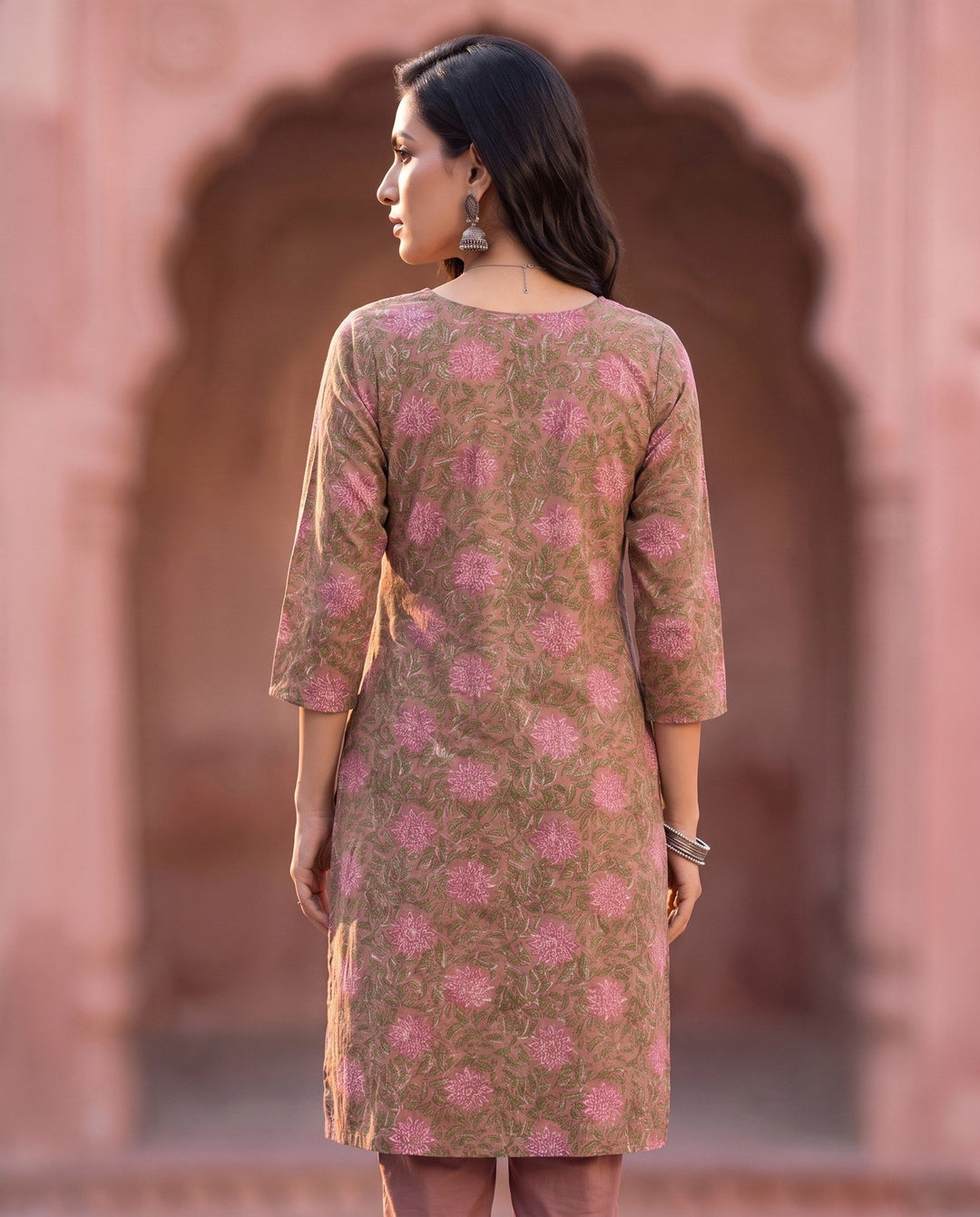 Mauve Floral Kurta – back view