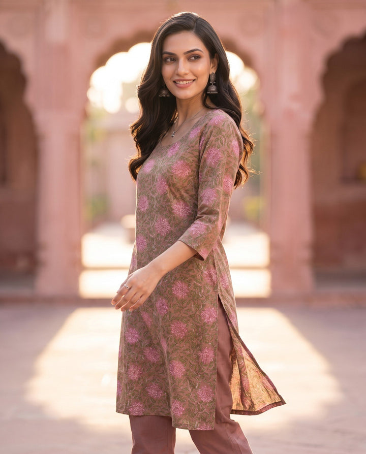 Mauve Floral Kurta – styled look