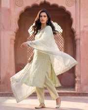 Mint Chikankari Straight Set 4