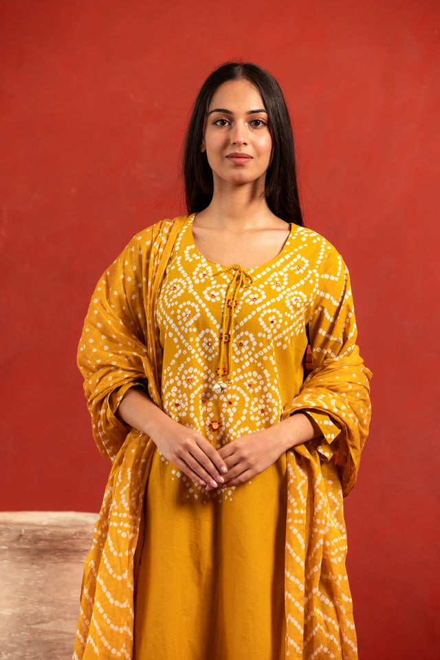 Amaira Mustard Pure Cotton Kurta Suit Set