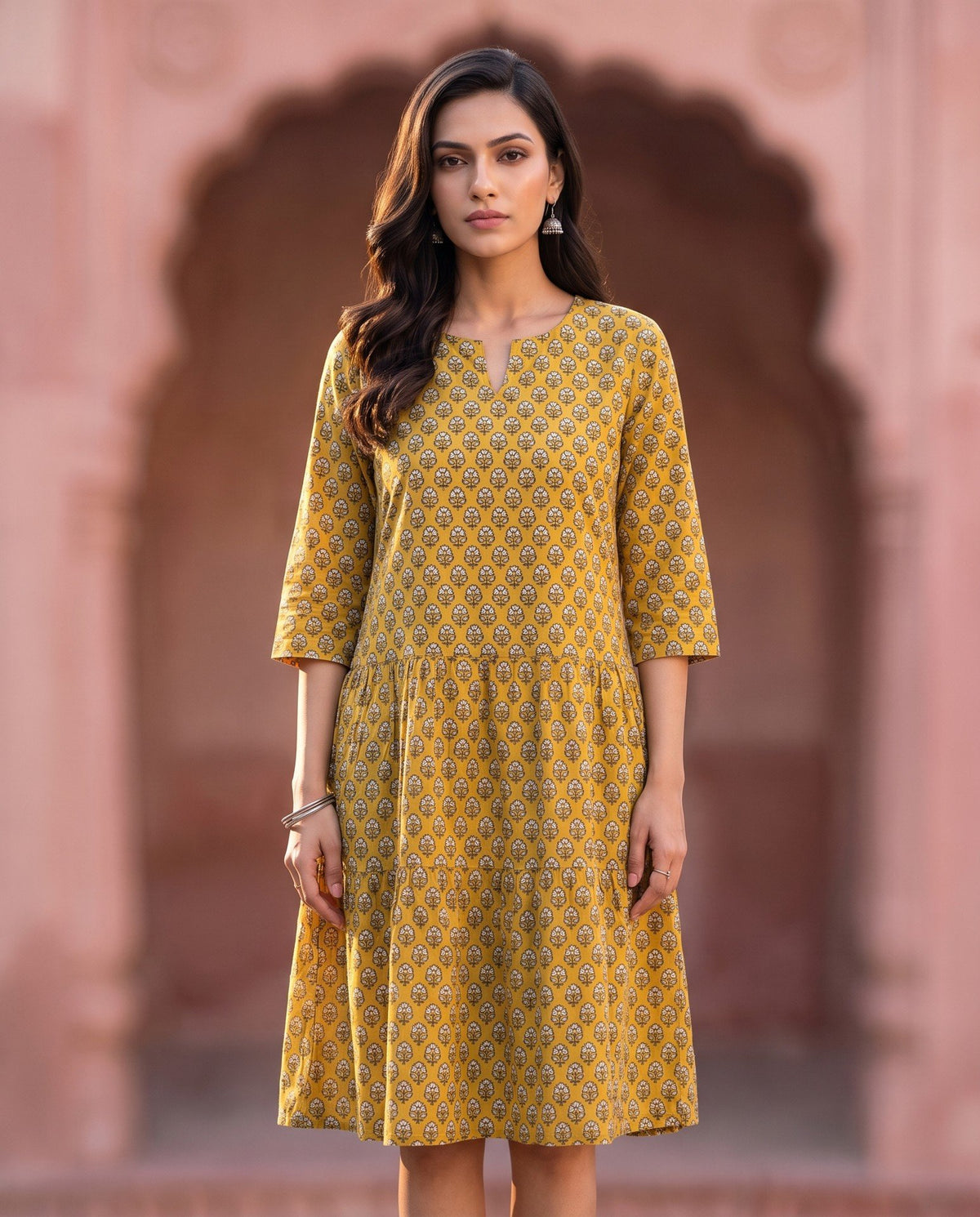 Mustard Floral Dress
