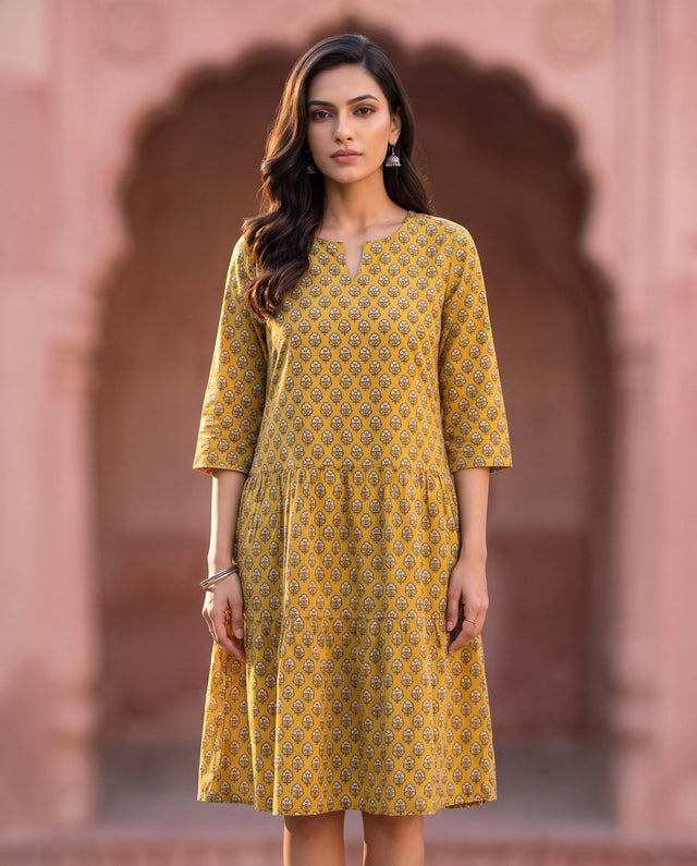 Mustard Floral Dress