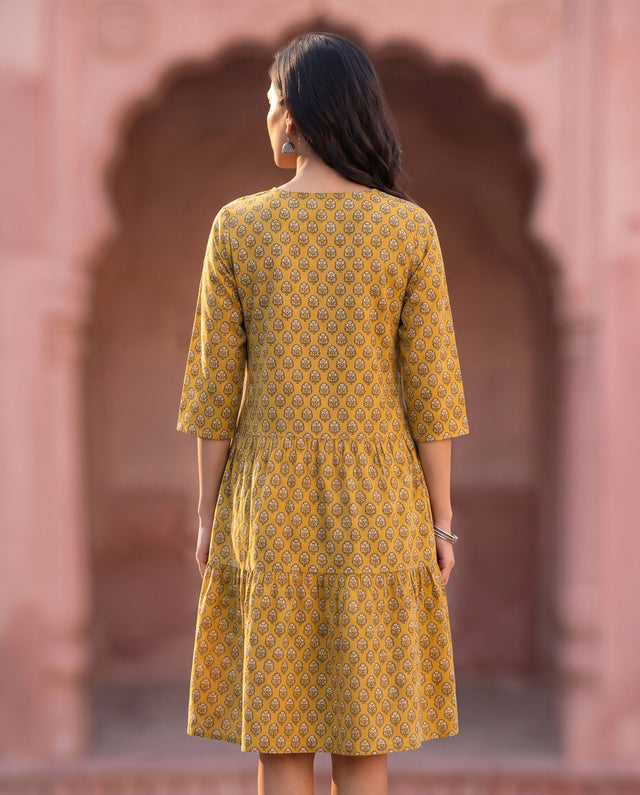 Mustard Floral Dress