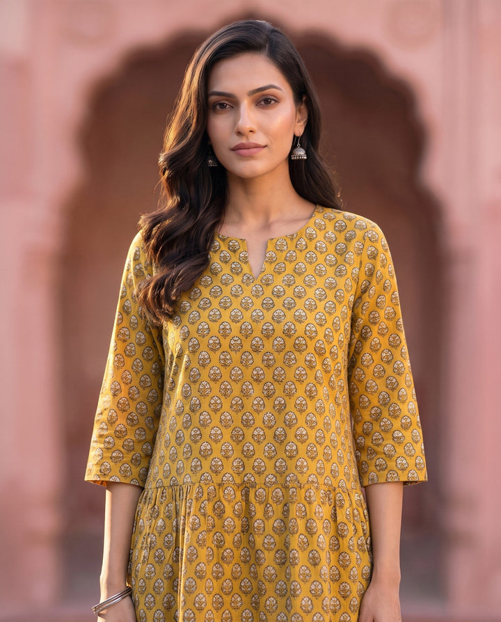 Mustard Floral Dress – detail view