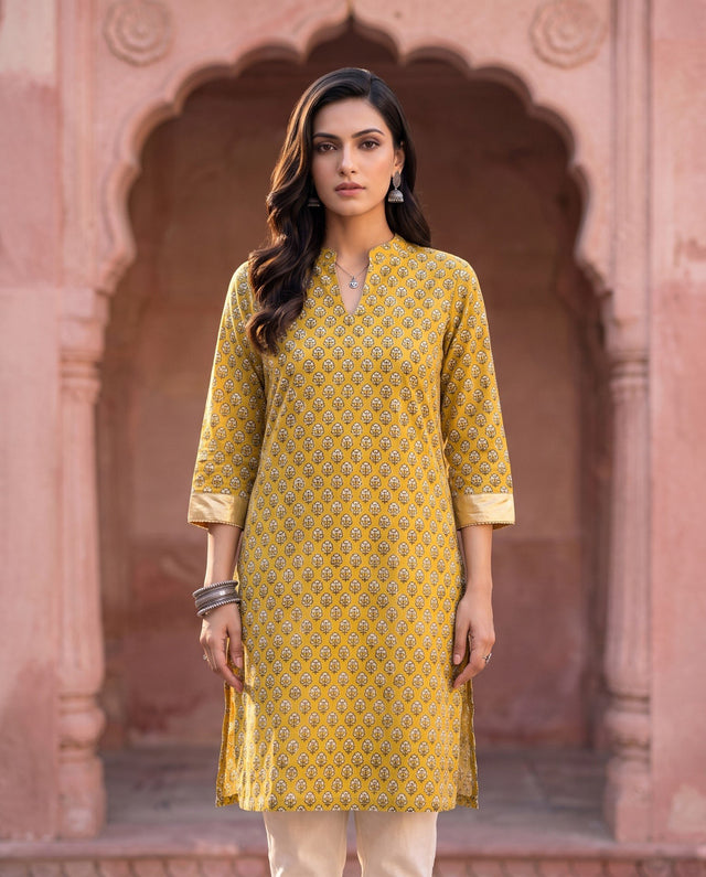 Mustard Floral Kurta