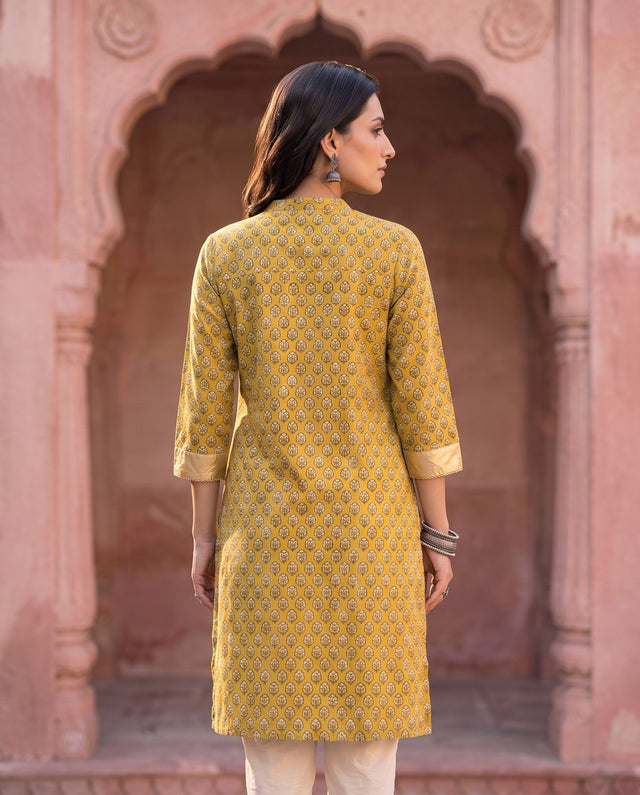 Mustard Floral Kurta