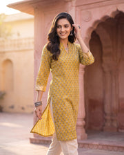 Mustard Floral Kurta 4