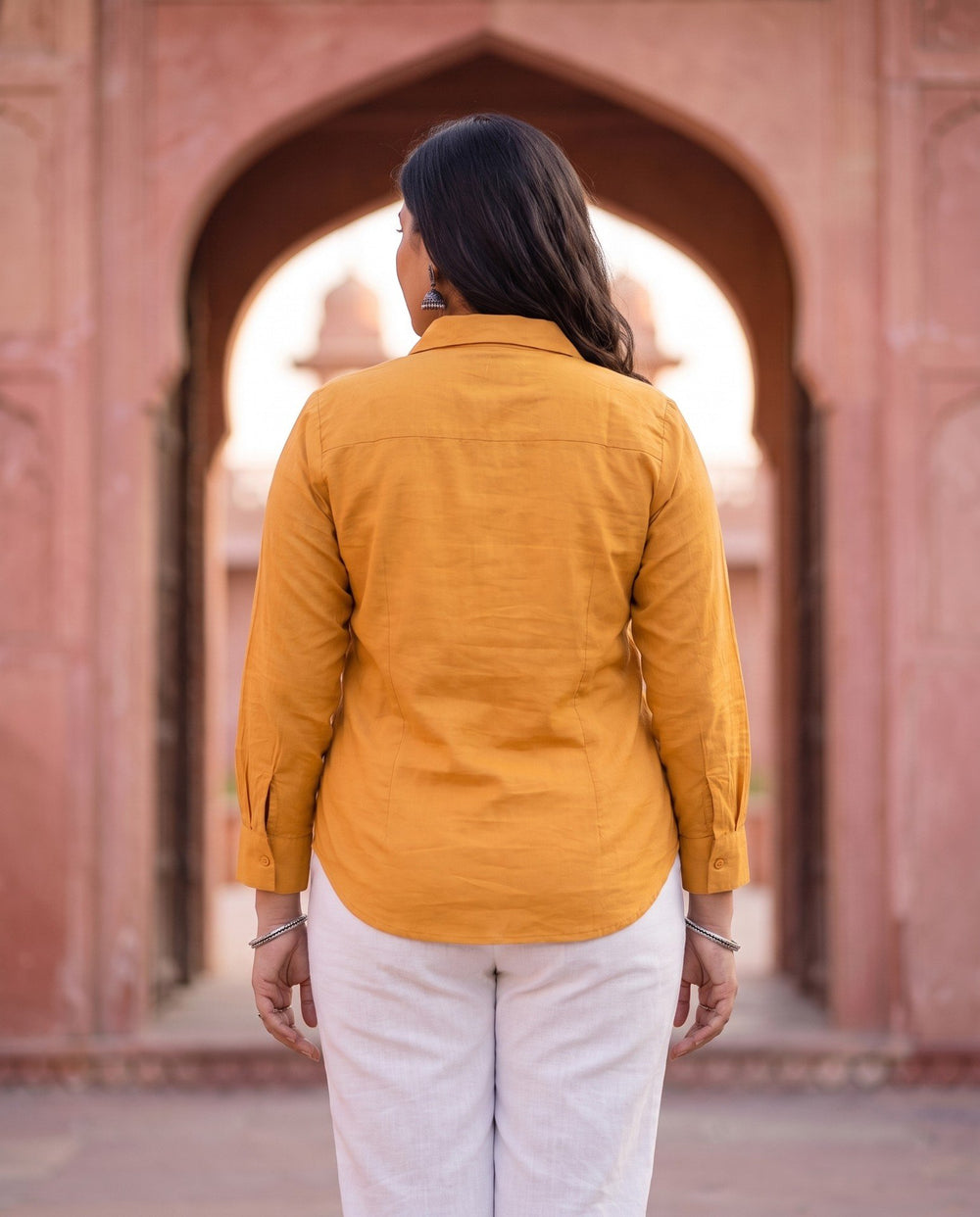 Mustard Plain Shirt - back view