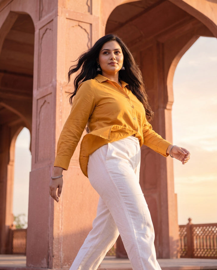 Mustard Plain Shirt - styled look