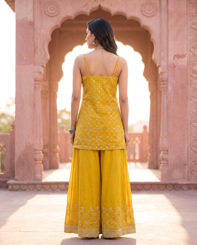 Mustard Sequin Cami Kurta