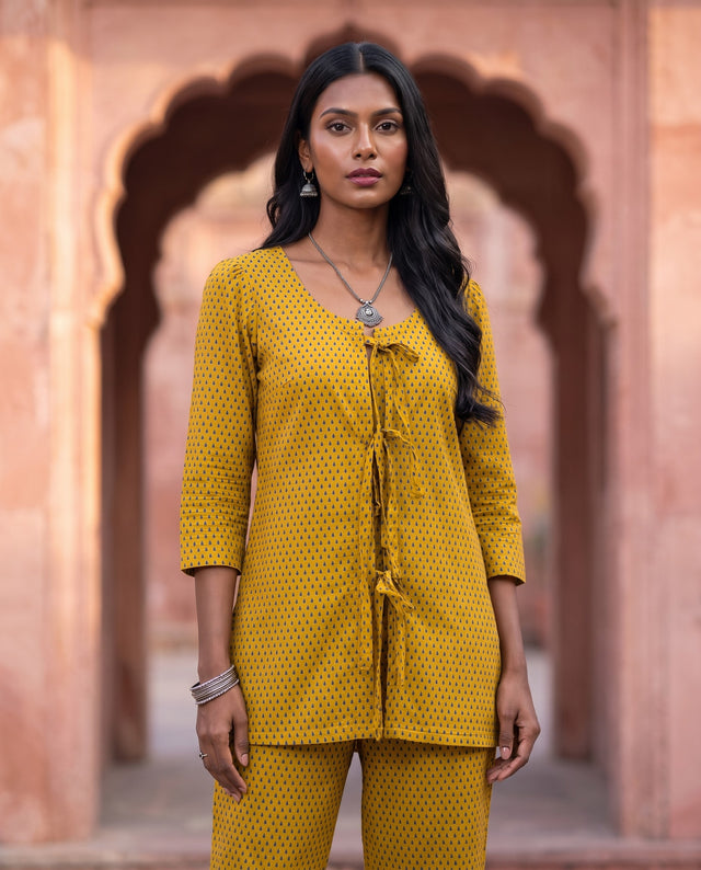 Mustard Tie-Front Booti Co-ord Set