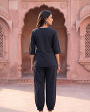 Navy Blue Tie-Front Co-ord Set 2