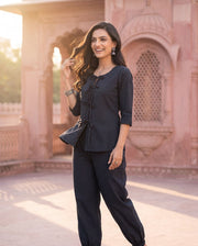 Navy Blue Tie-Front Co-ord Set 4