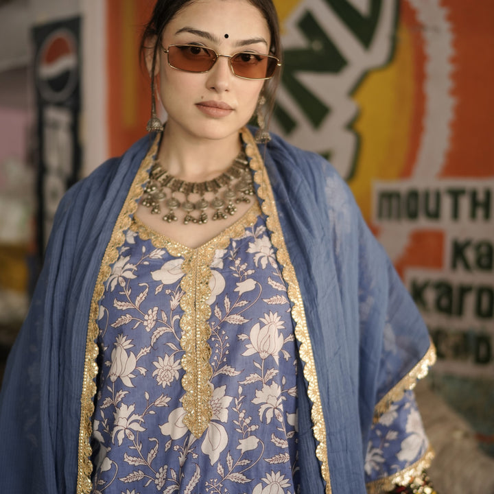 Nirali Blue Straight Set