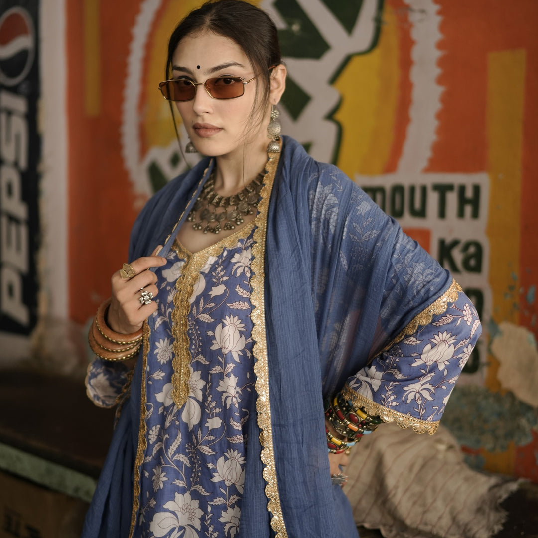 Nirali Blue Straight Set