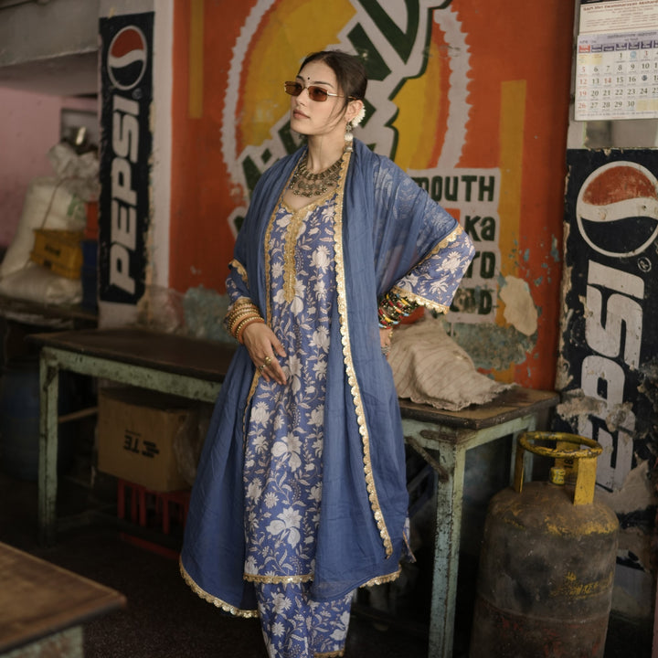 Nirali Blue Straight Set