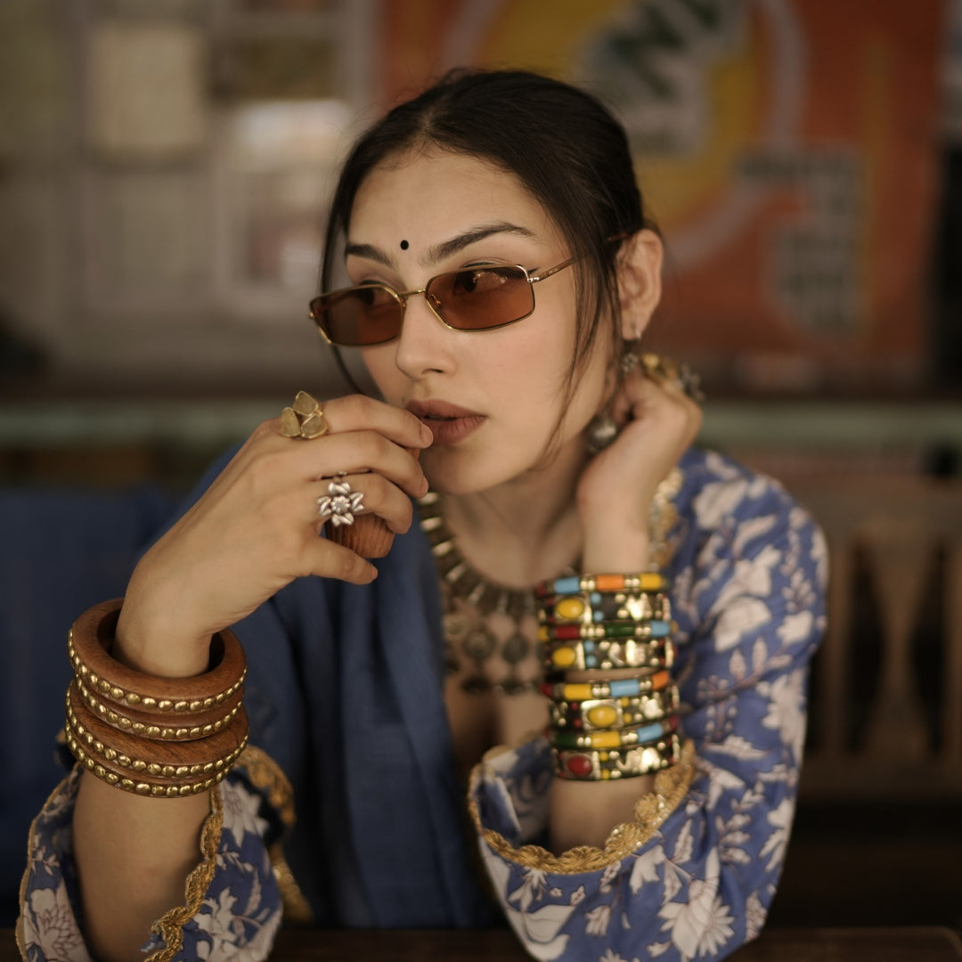 Nirali Blue Straight Set