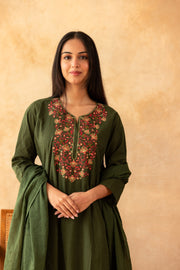 Ira Olive Pure Cotton Kurta Suit Set 2