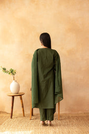 Ira Olive Pure Cotton Kurta Suit Set 3