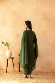 Ira Olive Pure Cotton Kurta Suit Set 4