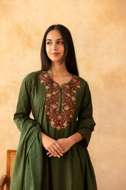 Ira Olive Pure Cotton Kurta Suit Set 5