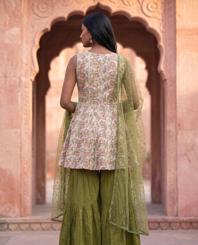 Olive Green Sharara Set