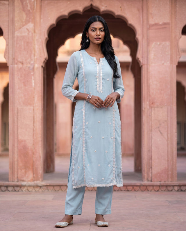Powder Blue Pearl Kurta
