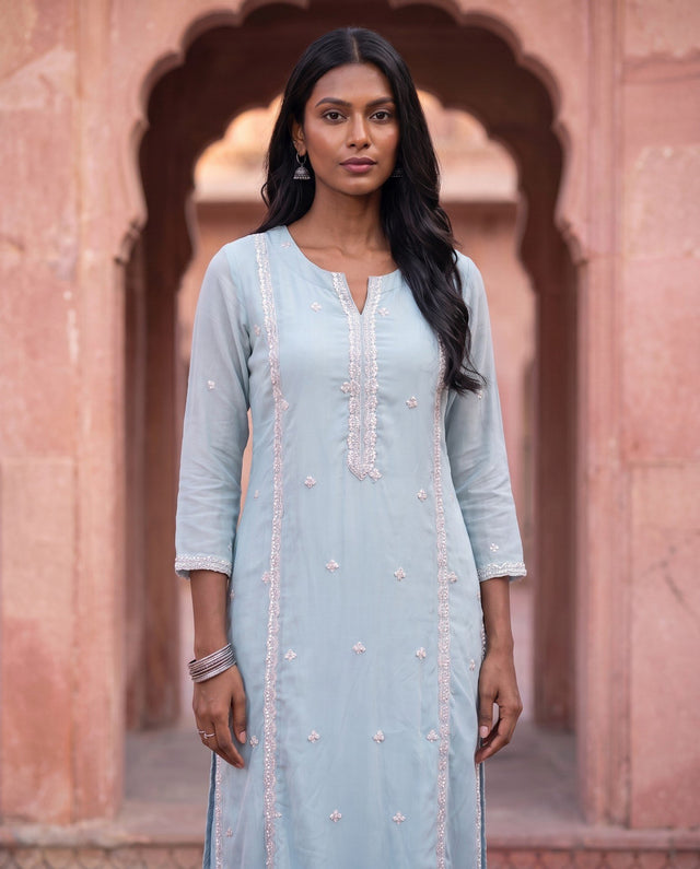 Powder Blue Pearl Kurta