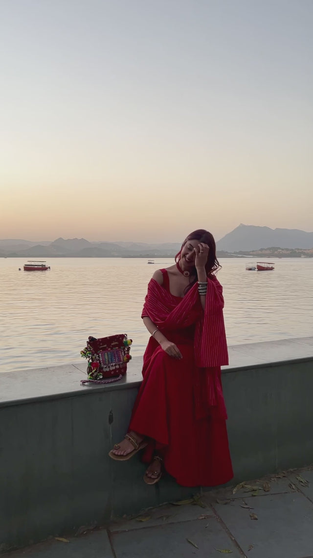Noori Red Anarkali  Set
